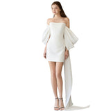 French-Style Seduced Light Wedding Dress Small Bride Simple Breast-Wearing Short Engagement Evening Dress Registration Small White Dress HZ0517