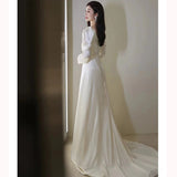 Japan And South Korea's New Light Wedding Dress With A Long-Sleeved Senior Light Luxury Small Welcome Dress HZ0517