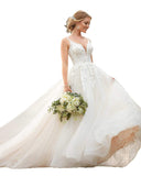 New Sling With Deep V Sexy Bridal Wedding Dress Drag Floor Long Skirt Stage Show White Long Dress HZ0517