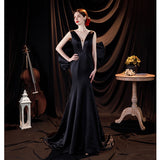 Temperament Famous Manic Black Bareback Birthday Party Dinner Annual Performance Show Butterfly Wedding Dress HZ0517