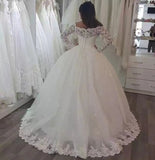 One-Word Shoulder Lace Bridal Wedding Station 2026 New Long-Sleeved Temperament Thin Dress HZ0517