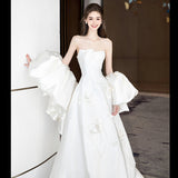 French Denance Breasts High-Quality Travel Photography Light Wedding Dress 2026 New Bridal Small White Go Out Of The Main Yarn HZ0517