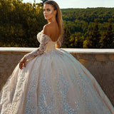 2026 New Main Wedding Dress Fashion Shiny Long-Sleeved Ball Dress To Close The Back Of The Lily Dress HZ0517