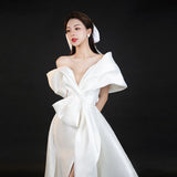 French-Style Denswear Wedding Dress Bridal Simple Temperament High-Level Sense Of The Main Yarn Yarn Small Tail Welcome Dress HZ0517