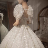French Wedding Dress 2026 New Bridal Main Yarn Heavy Industry Court Elegant Go Out Big Tail Pregnant Wedding Dress HZ0517