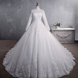 Wedding Lace 2026 New Bridal Long-Sleeved Collar Big Tail Large-Size Conservative Wedding Dress HZ0517