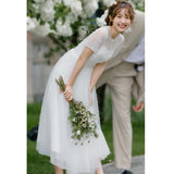 Sen Family Light Wedding Trip Small Simple Super Fairy Slings On The Exterior White Thin Outdoor Small Dress Autumn HZ0517