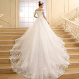 Word-On-Shoulder Wedding Dress 2025 New Korean Version Of Thin Shoulders Long Tail Bride Wedding Large Size Dress Woman HZ0517