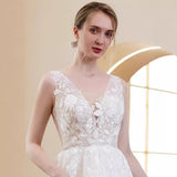 New Lace V-Neck Small Tail Light Wedding Dress 2026 New Simple Out-Door Yarn Simple Niche Outdoor Lawn HZ0517