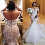 Africa's New Mermaid Wedding Dress Shoulder Lace Sticker Waist Fish Tail Direct Hair Exclusive HZ0517