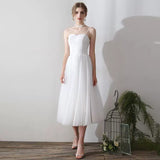 White Light Wedding Dress Women Simple Sen Usually Wear Slings Small Scarlet Certificate Registration Dress Spring HZ0517