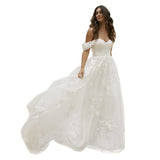 New Summer New Shoulder Brat White Wedding Dress Sexy Atmospheric Fashion Slim Thin Yarn HZ0517