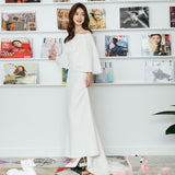 French-Style Stupa Wedding Dress 2025 Autumn And Winter New Mori Family Retro Shot Shoulder Simple Shoulder Small Tail Dress HZ0517