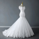 New 2026 Lace Women's Short-Sleeved Shoulder White Bridal Wedding Dress Dress Dress Dress Dress Dress HZ0517