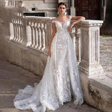 2026 New Dream Round Collar Showing Thin Fishtail Lace Wedding Dress White Bride Drag Two-Wearing Event HZ0517