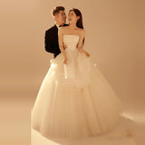 2026 New Breast-Shape Wedding Dress Showing Thin Princess Ponpong Skirt Super Xian Sen System French Bride Go Out Yarn Travel Shot HZ0517