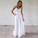 Female V Tie With Beach Wedding Dress Suitable For The Bride's Long A-Word Chiffon Wedding Dress Lace Wedding Dress HZ0517