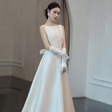 French Light Wedding Dress Bride Simple Temperament Density Retro Welcome White Dress Dress Small Tail Yarn HZ0517