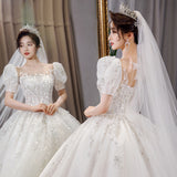 French Light Main Wedding Dress 2026 New Spring Bride Small Sleeves With Thick Arm Temperament Big Tail Wedding Dress HZ0517