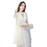 Evening Dress Women 2026 New Banquet Temperament French Light Luxury Niche Design Texture White Dress / Evening HZ0517