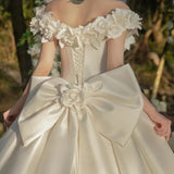 One-Word Shoulder-Sand-Faced Main Wedding Dress 2026 New White Bridal Seny Super Fairy Temperament Out Of Yarn Big Tail Wedding Dress HZ0517