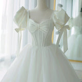 Light Wedding Dress 2026 New Bridal Girl Small Man Simple And Light In The Escape Princess Bubble Sleeve HZ0517