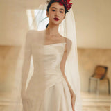 Brasing Light Wedding Dress New Light Luxury Dening Simple Open Fork Out Of The Yarn Studio Theme Photography Wedding Dress HZ0517
