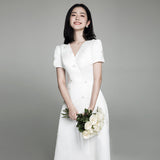 Sing Noodle Light Wedding Dress 2026 New French Simple Long Temperament Bride Travel White Dress Woman HZ0517