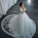 2026 New Spring And Summer Shoulder V-Neck Lace Mid-Rise Big Tail African Collar White Adult Wedding Wedding Dress HZ0517