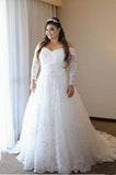 Large-Size Wedding Dress 2026 New Sexy Out-Shouldered Tulle Long-Sleeved Lace Bridal Dress HZ0517