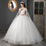 Main Wedding Dress 2025 New Word Shoulder Dream Sleeve Lace Bride Qidisen Large Size F93 HZ0517