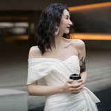 Light Wedding Dress Short Boobs Out Of The Yarn Exterior Scene To Shoot French-Style License Small White Dress Usually Can Wear HZ0517