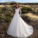 2026 New Women's Long-Sleeved Shoulder Bridal Wedding Dress Dress Sexy Dress HZ0517