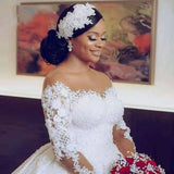 Spring 2026 New Wedding Dress Bride Long-Sleeved Fashion Lace Hollow Wedding Dress HZ0517