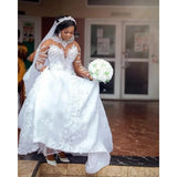 African Large-Size Wedding Dress 2026 New Body-Repair Fishtail Welcome Long Sleeve Tailed Wedding Dress HZ0517
