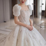 French Wedding Dress 2026 New Bridal Main Yarn Heavy Industry Court Elegant Go Out Big Tail Pregnant Wedding Dress HZ0517