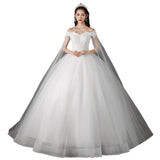 Main Wedding Dress 2025 New Word Shoulder Dream Sleeve Lace Bride Qidisen Large Size F93 HZ0517