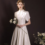 Bride Light Wedding Dress 2026 New License Wedding Art Exam Annual Dinner Vintage Temperament White Small Dress Dress Dress Girl HZ0517