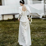 Korean-Style Densified Light Wedding Dress 2026 New Bridal French Simple Long-Sleeved Yarn Welcome Dress HZ0517