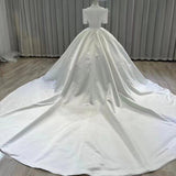 French-Style Densate Wedding Dress 2026 New Bridal Main Wedding Dress Simple Middle Sleeve Deep V-Neck Wedding Dress Direct Sales HZ0517