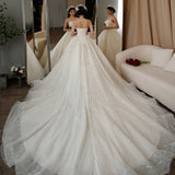 Starry Sky Main Light Wedding Dress 2025 New Temperament Bride Tectoral Family Luxury Tail Simple Temperament HZ0517