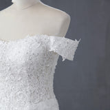 New Wedding Dress A Word Shoulder To Waist Fish Tail Thin Bride Marriage Simple Tail Wedding Dress HZ0517