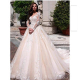Long-Sleeved Big Tail Wedding Dress In The Spring Of 2026 New White At-Fugitive Princess Slimming Skinny Wedding Show HZ0517