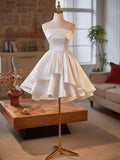 New Light Wedding Dress Bridal Temperament Engagement Dress Birthday Banquet Small White Brat Short Dress HZ0517
