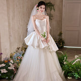 Dived French-Style Fascling Face Light Wedding Dress 2025 New Bridal Engagement Thin White Dress Exterior Welcome Yarn HZ0517
