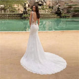Fishtail Wedding Dress Deep V Sexy Small Tail Beach Show Wedding Dress Fashion Slimming Elegant HZ0517