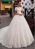 2026 New Shoulder Fashion Sexy Thin Lace Wedding Dress Tailed Large Wedding Dress Spring HZ0517