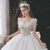 French Main Wedding Dress 2026 New Bridal Court Style Temperament Retro Princess Windy Tail Thin Wedding Dress HZ0517