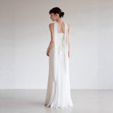 Temperament Breast Folded Light Wedding Dress Shoot Niche Lawn Wedding Simple Main Wedding Dress Engagement Certificate Elegant White Yarn HZ0517
