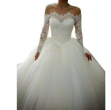 Wedding Bride 2026 Spring New Shoulder Long-Sleeve Leaster Puffen Bride Tail Wedding Dress HZ0517